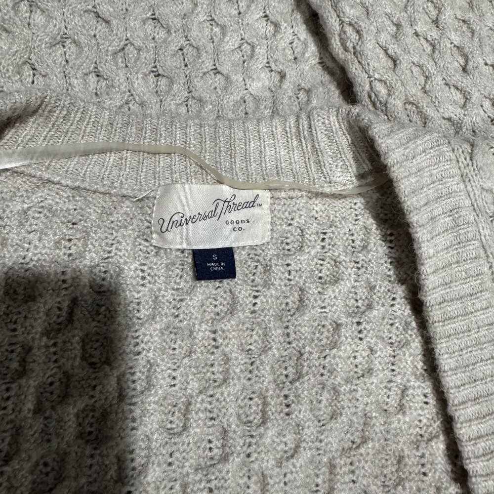 Universal Thread Womens S Cable Knit Cardigan Sweater Open Long Sleeve Beige - Picture 9 of 10
